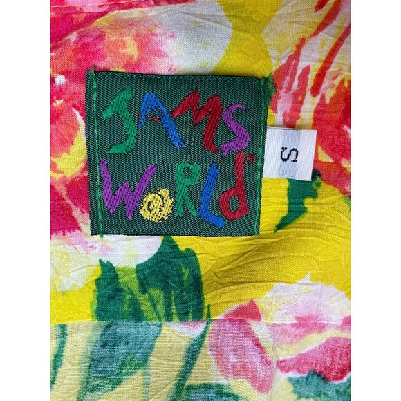 Jams World Men's S Yellow Shirt Cotton Button-Up Floral Beach Hawaiian Chic - Picture 4 of 8